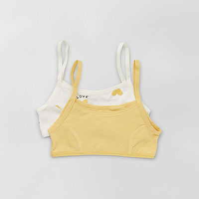 Lot de 2 brassi res en coton blanc/jaune