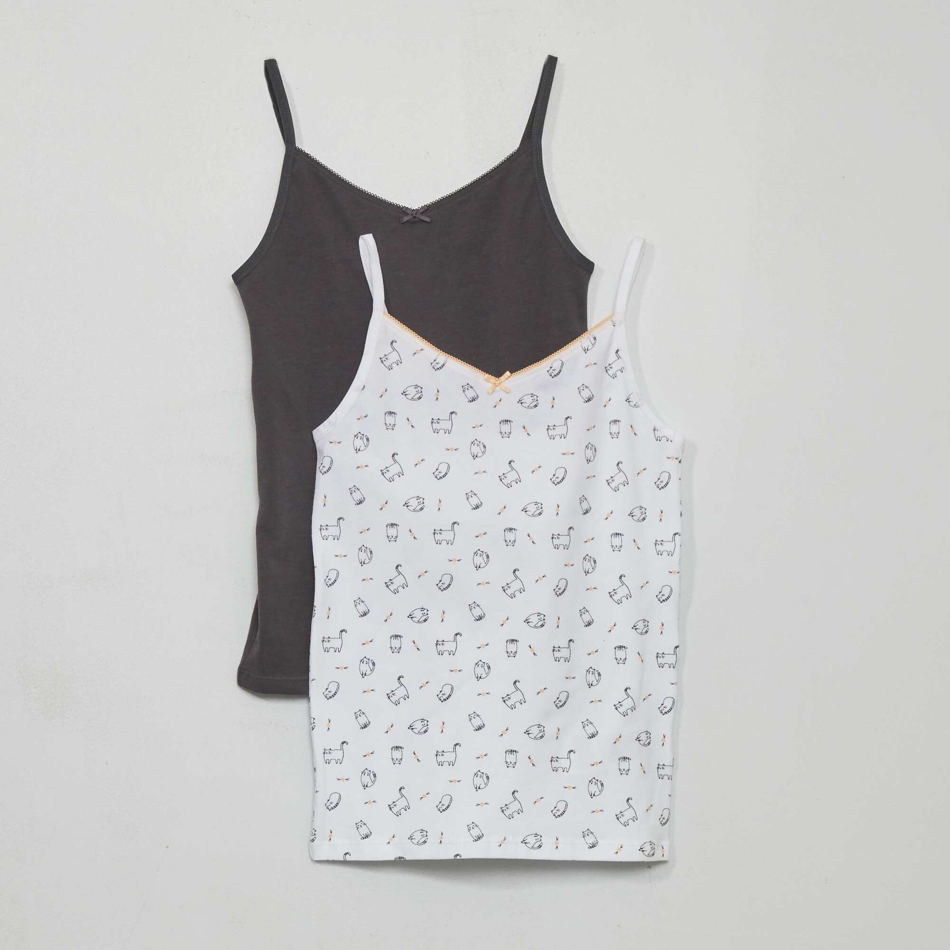 Lot de 2 d bardeurs en coton stretch Blanc/gris