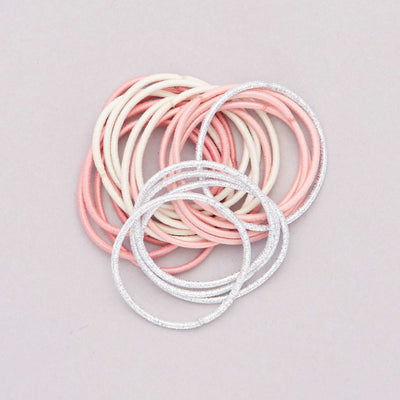 Lot de 20 lastiques pour cheveux rose/argent