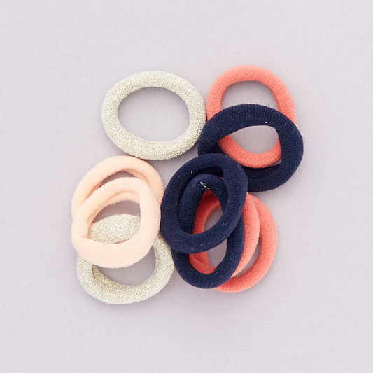 Lot de 10 chouchous lastiqu s rosse/navy/dor