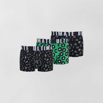 Lot de 3 boxers fantaisie noir/vert