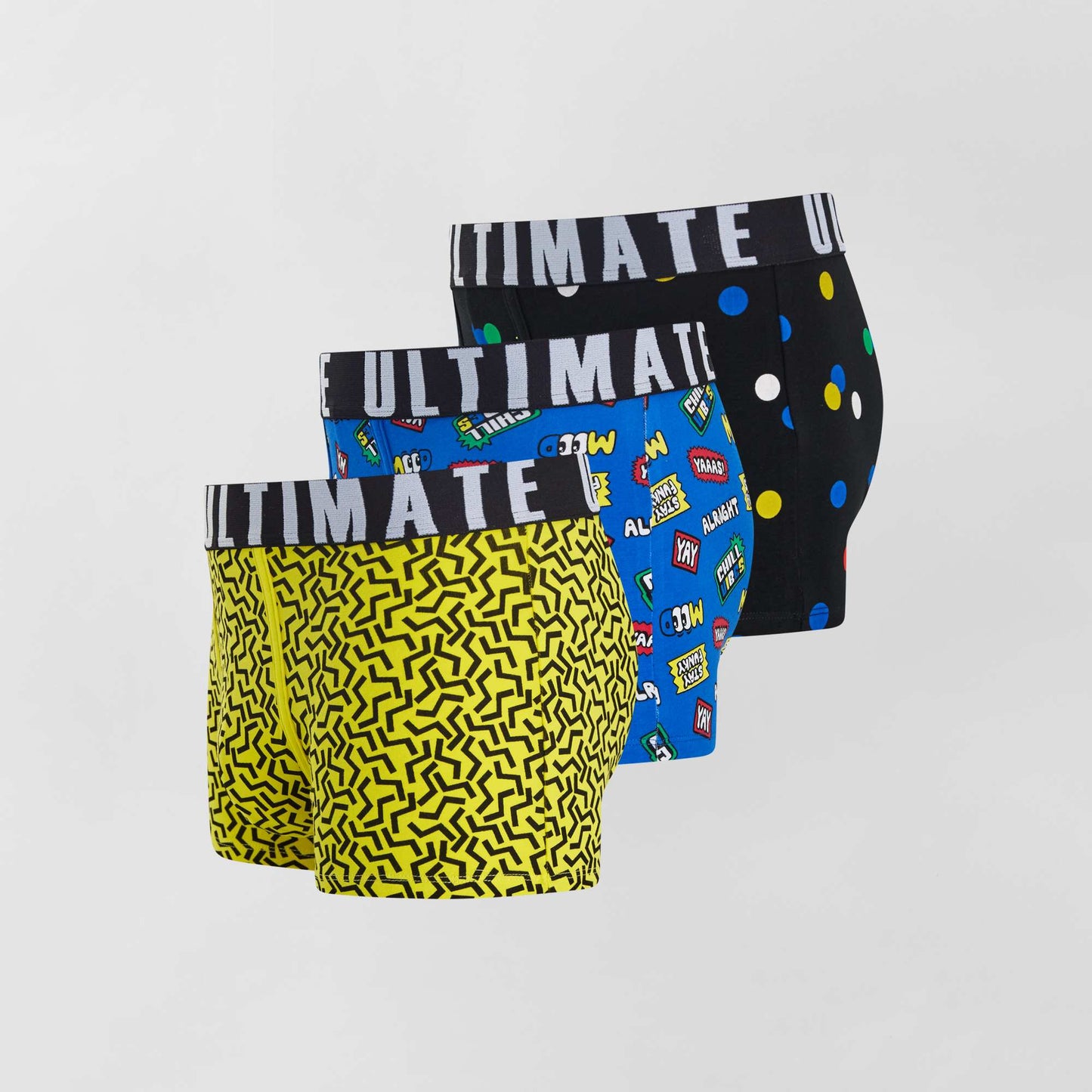 Lot de 3 boxers fantaisie bleu/jaune