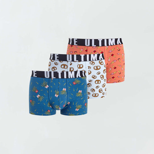 Lot de 3 boxers fantaisie Bleu/orange/gris