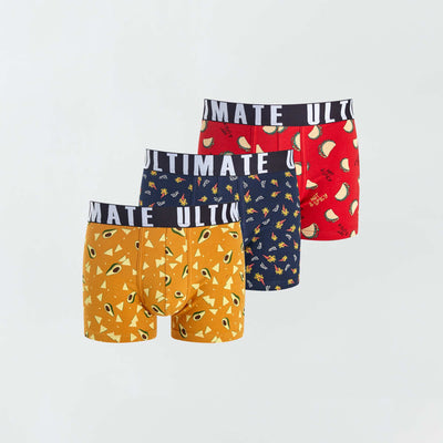 Lot de 3 boxers fantaisie Rouge/jaune/bleu