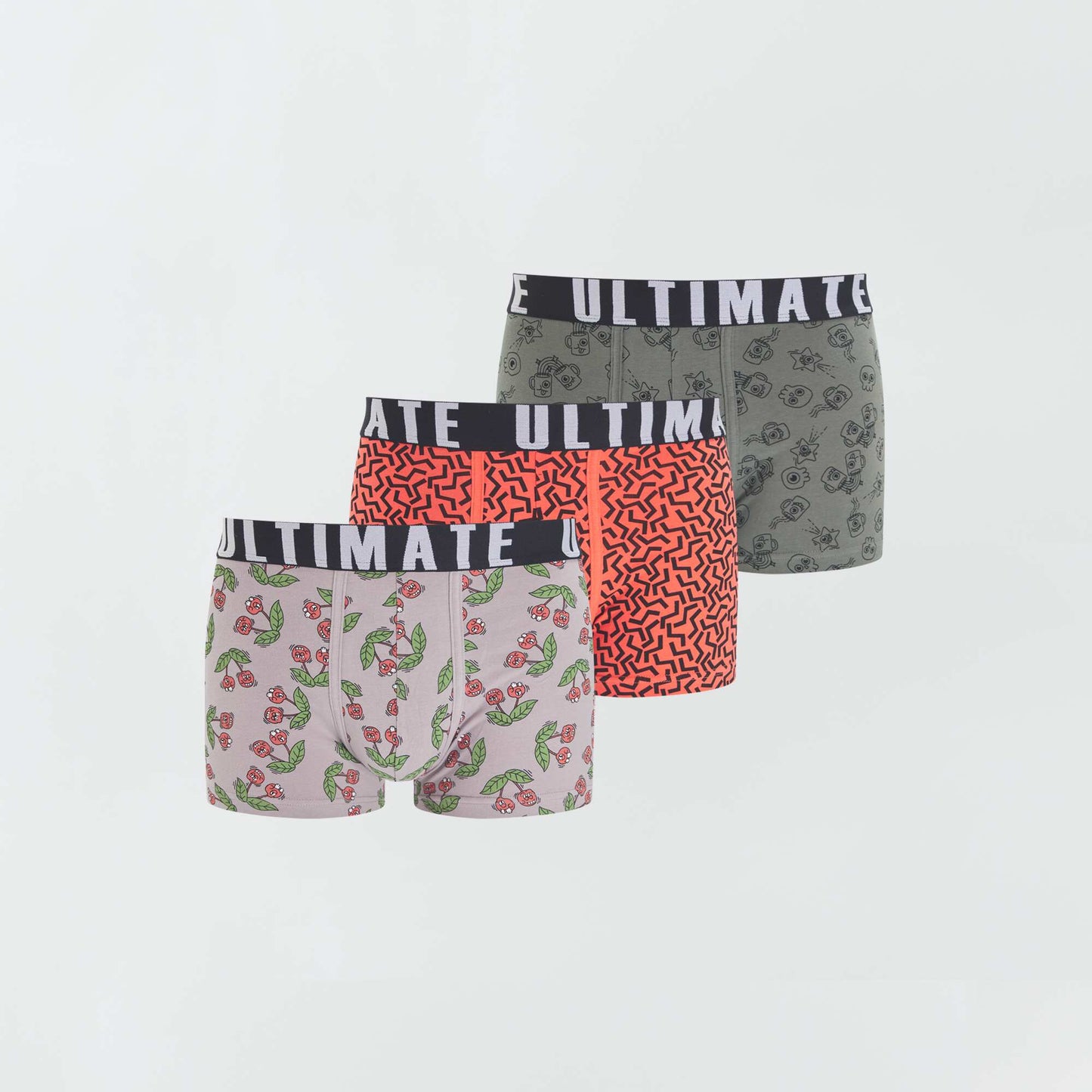 Lot de 3 boxers fantaisie Gris/orange