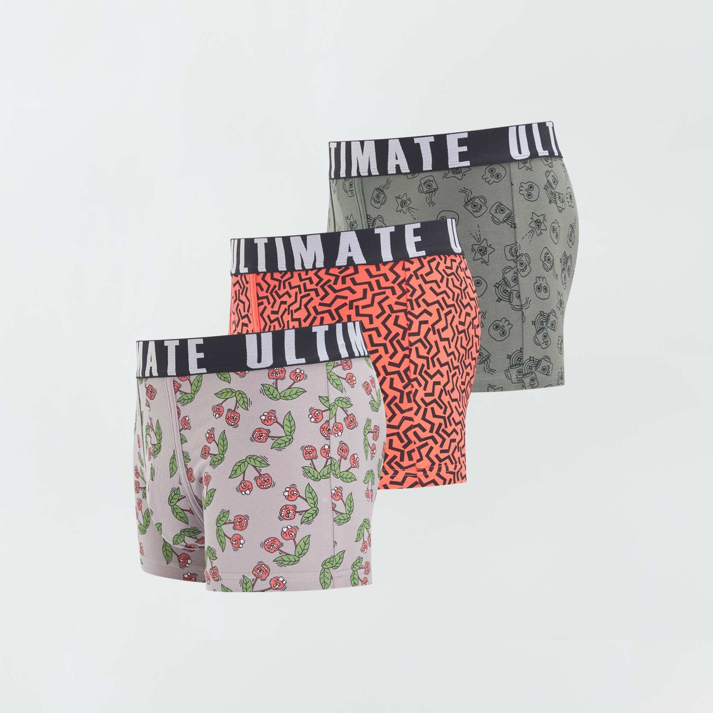 Lot de 3 boxers fantaisie Gris/orange