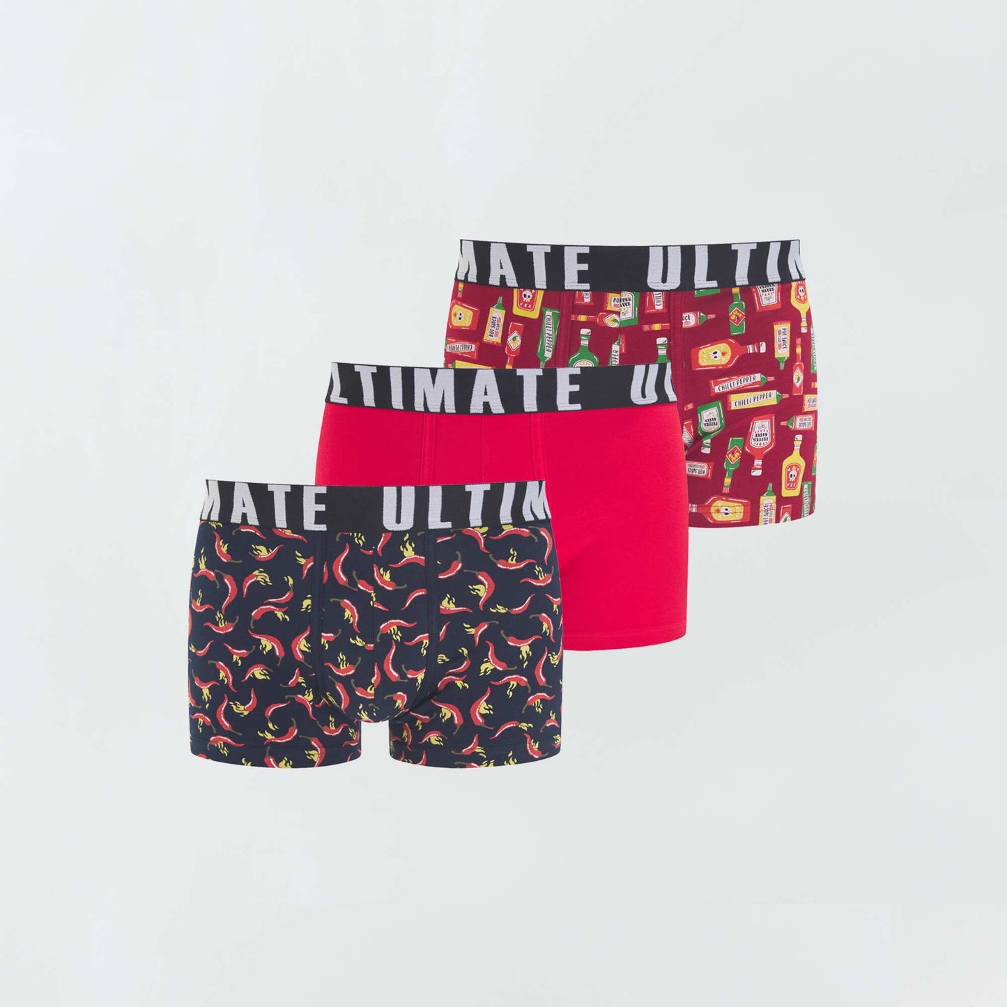 Lot de 3 boxers fantaisie Rouge/bleu fonc