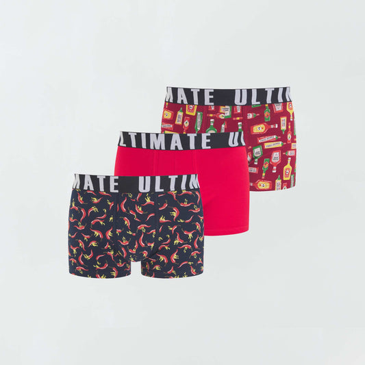 Lot de 3 boxers fantaisie Rouge/bleu fonc