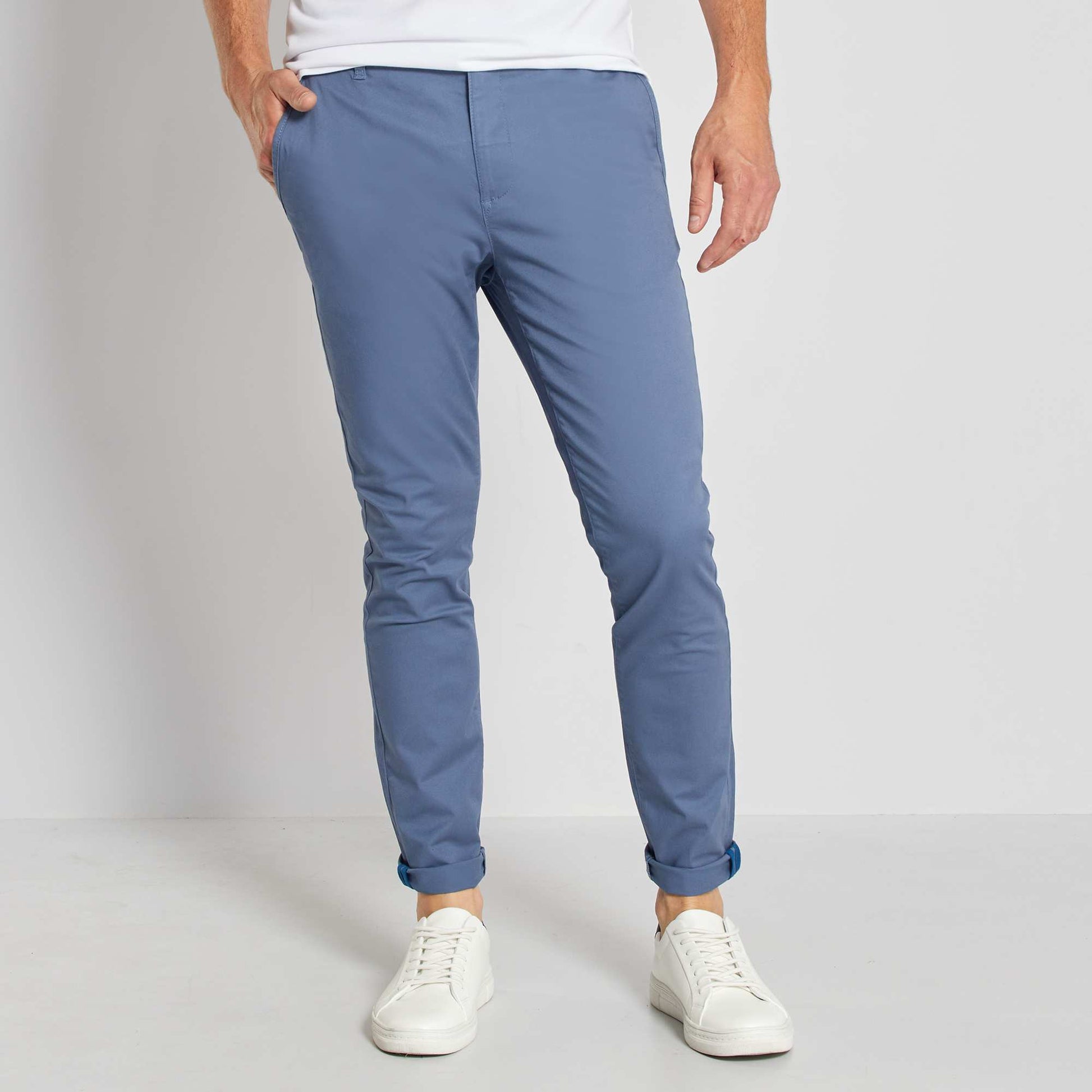 Chino skinny L32 bleu gris
