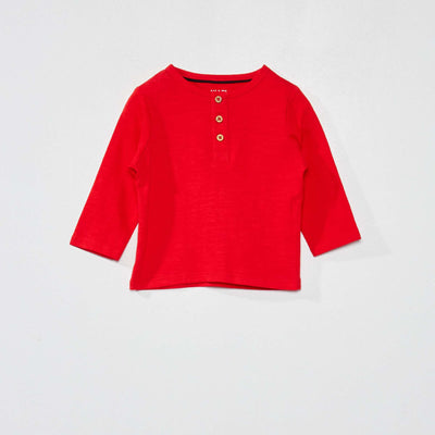 T-shirt col tunisien rouge
