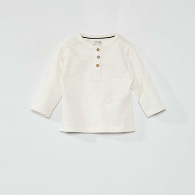 T-shirt col tunisien blanc