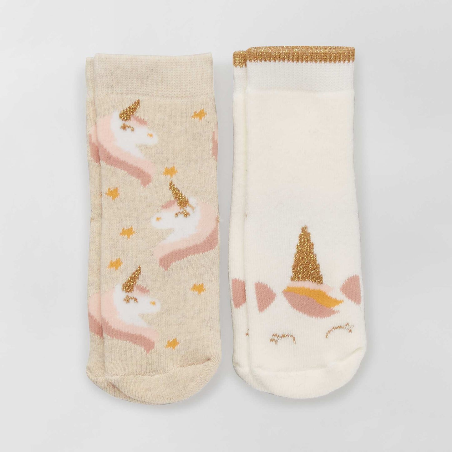 Lot de 2 paires de chaussettes antid rapantes Beige