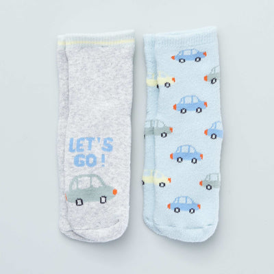 Lot de 2 paires de chaussettes antid rapantes Bleu/gris