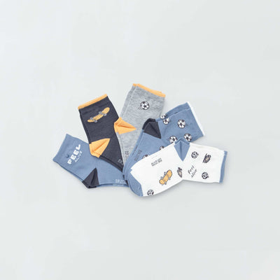 Chaussettes avec imprim s fantaisie - Lot de 5 Bleu