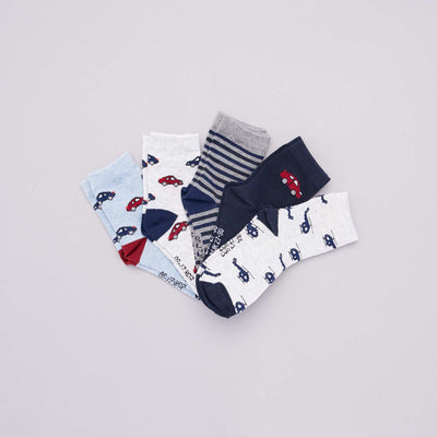 Chaussettes avec imprim s fantaisie - Lot de 5 ROUGE