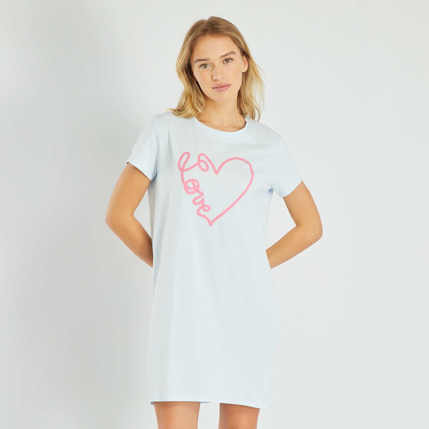 Chemise de nuit imprim 'love' Bleu ciel