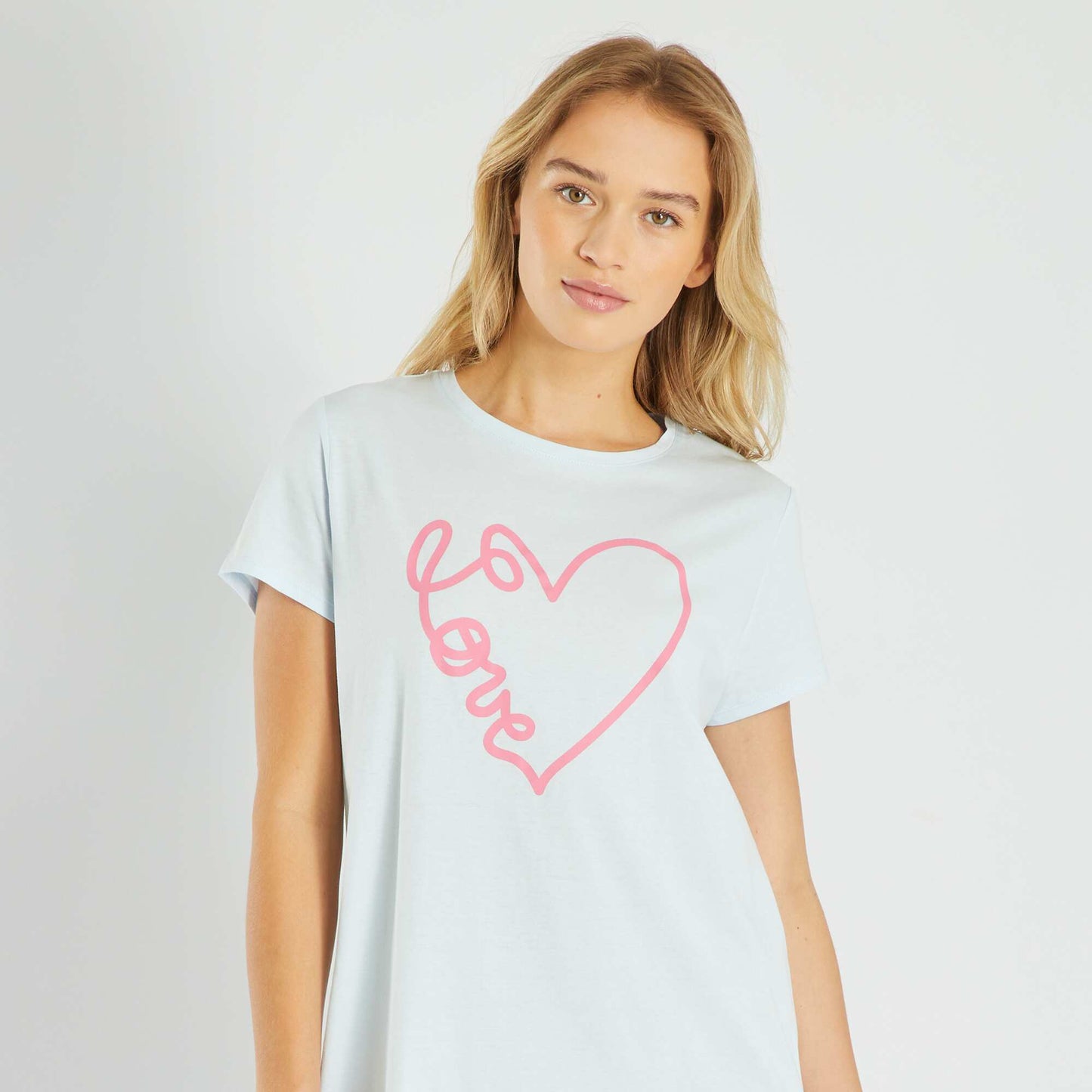 Chemise de nuit imprim 'love' Bleu ciel