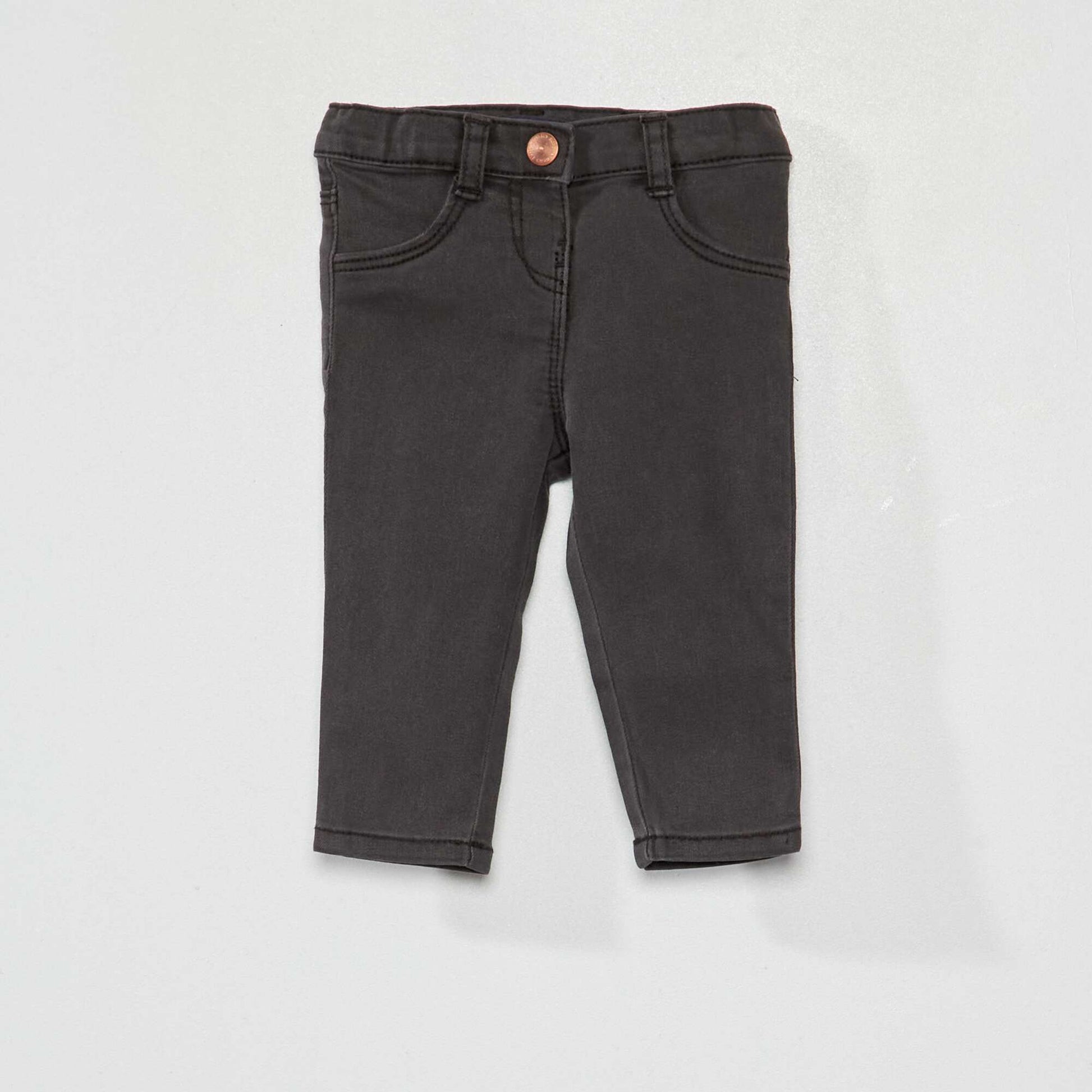 Jean slim stretch taille ajustable Noir