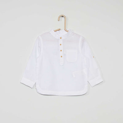 Chemise col tunisien co-con ue blanc