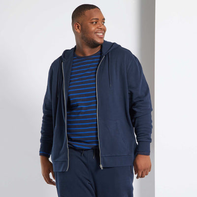Sweat zipp capuche bleu marine