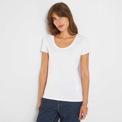 T-shirt uni col rond blanc