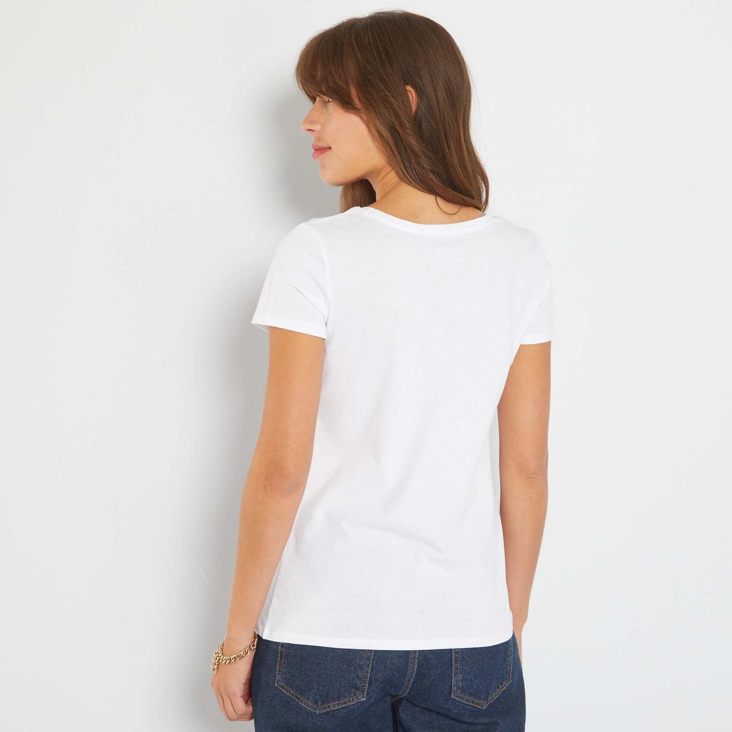 T-shirt uni à col rond blanc
