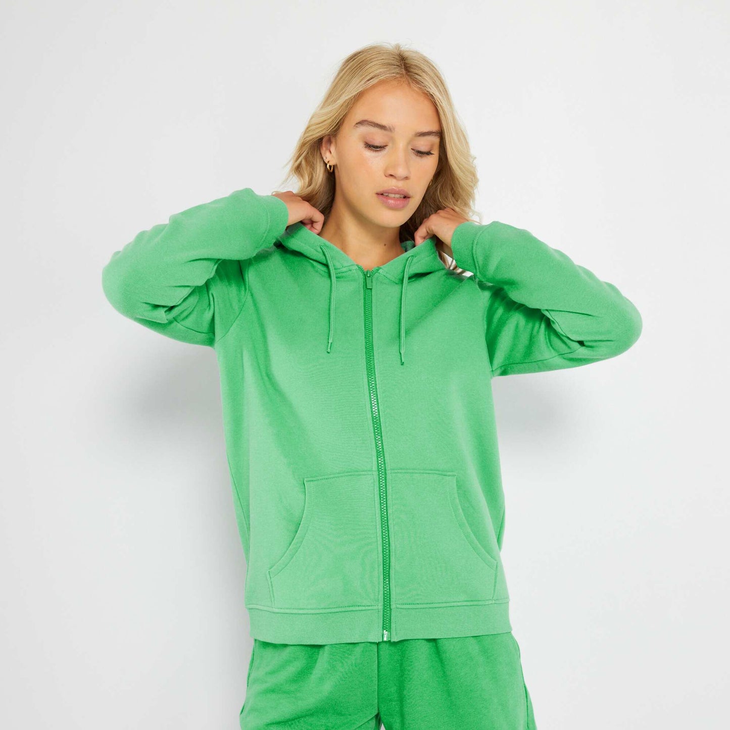 Sweat zipp capuche Vert