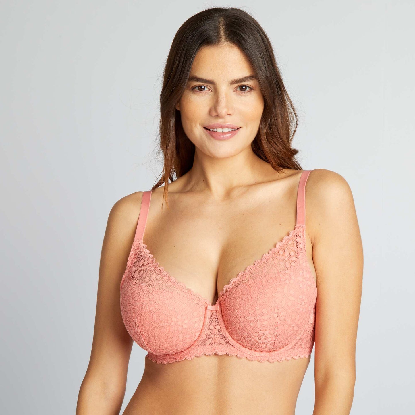 Soutien-gorge paddé bonnet D&E Rose pêche