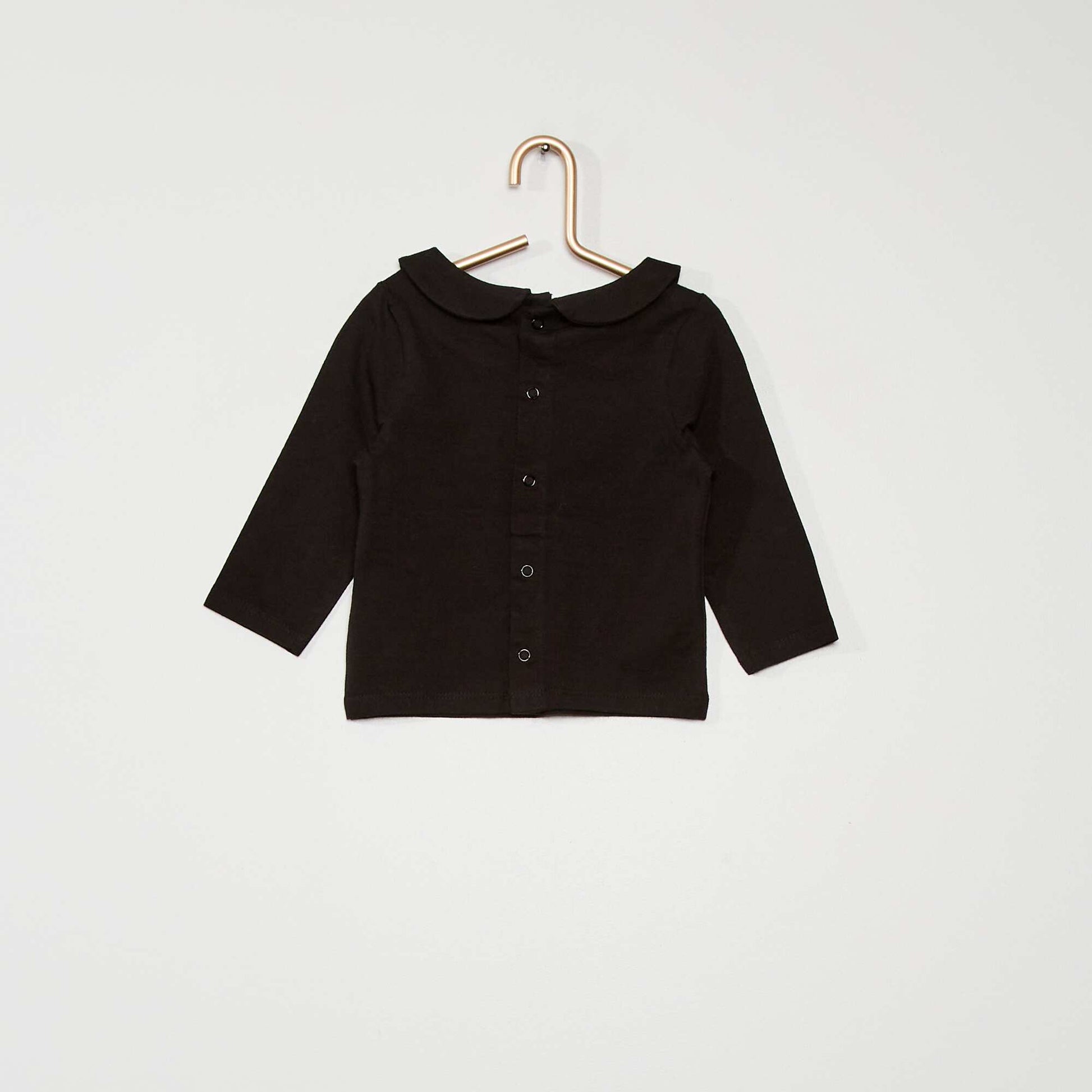 T-shirt col claudine noir