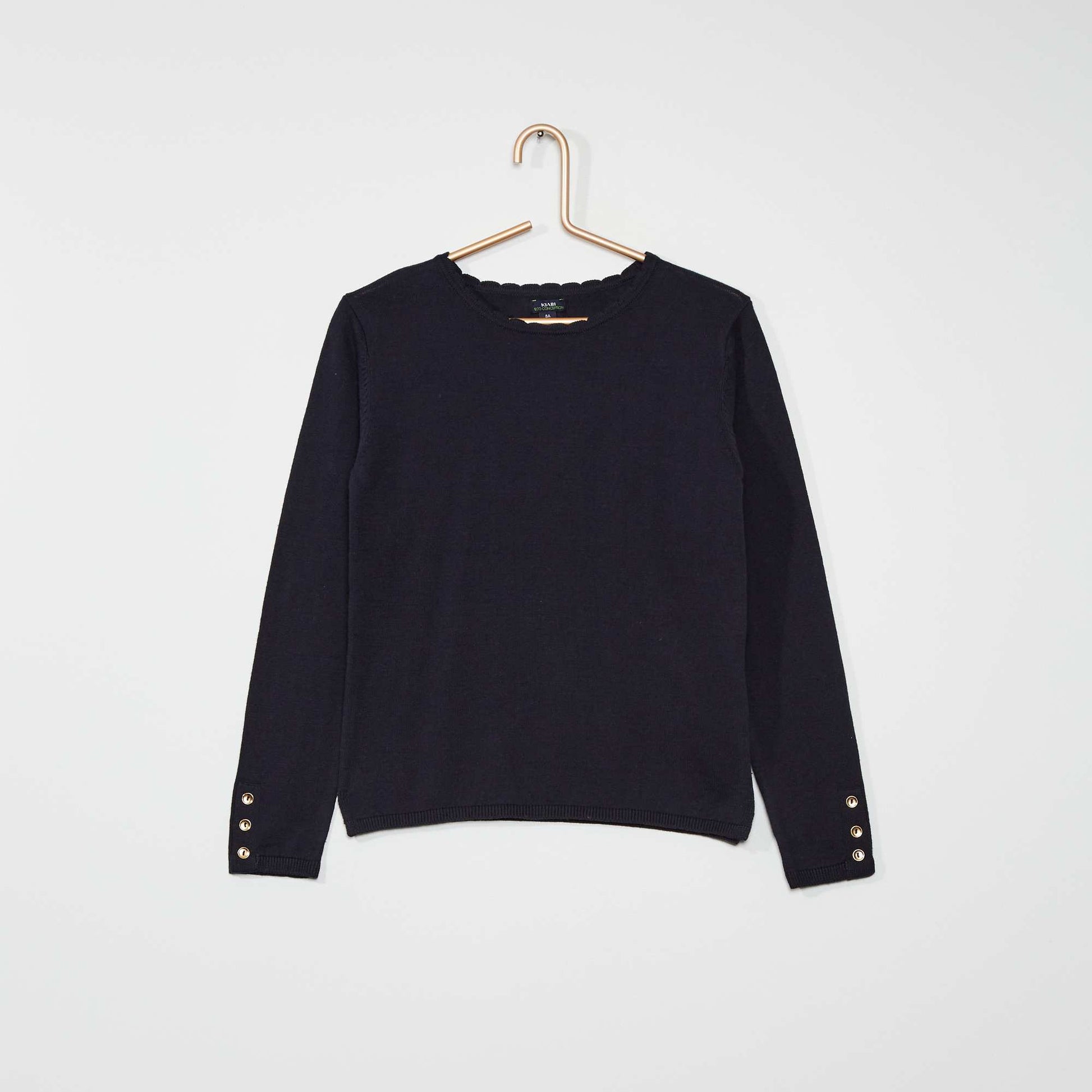 Pull fin en coton bleu marine