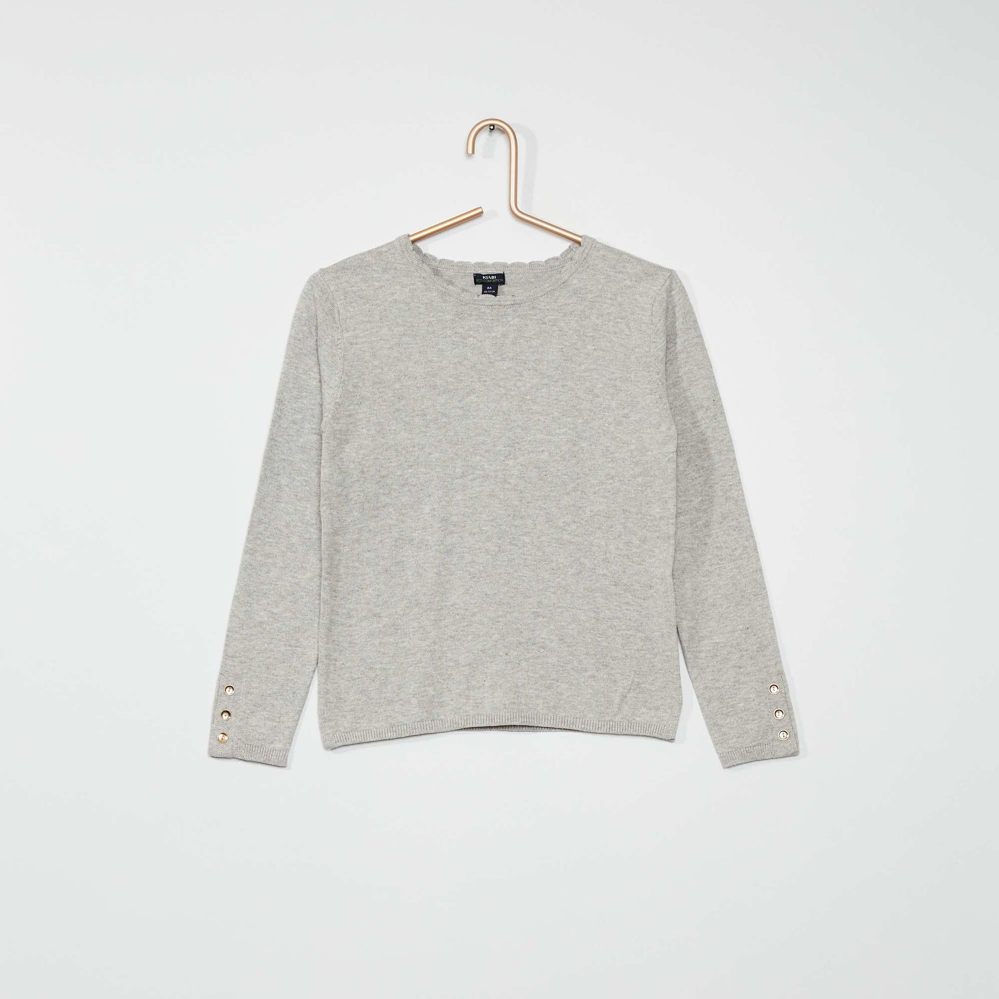 Pull fin en coton gris