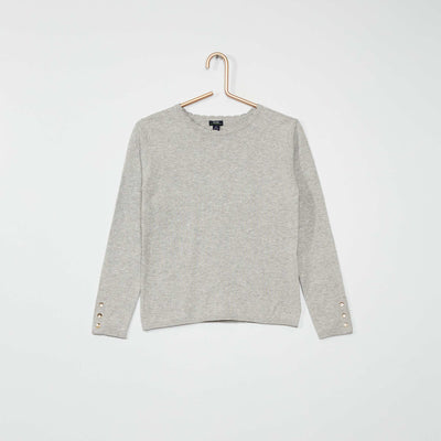 Pull fin en coton gris