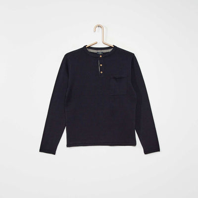 Pull col tunisien bleu marine