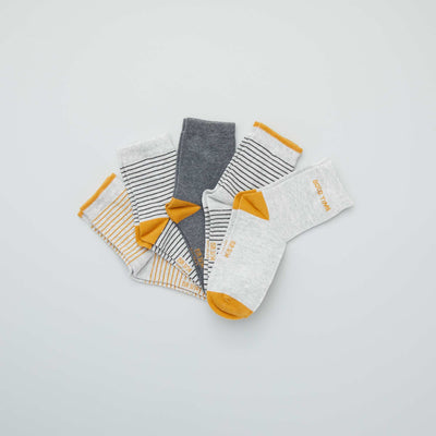 Lot de 5 paires de chaussettes co-con ues Gris/jaune