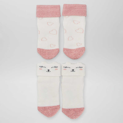 Lot de 2 paires de chaussettes Blanc/rose
