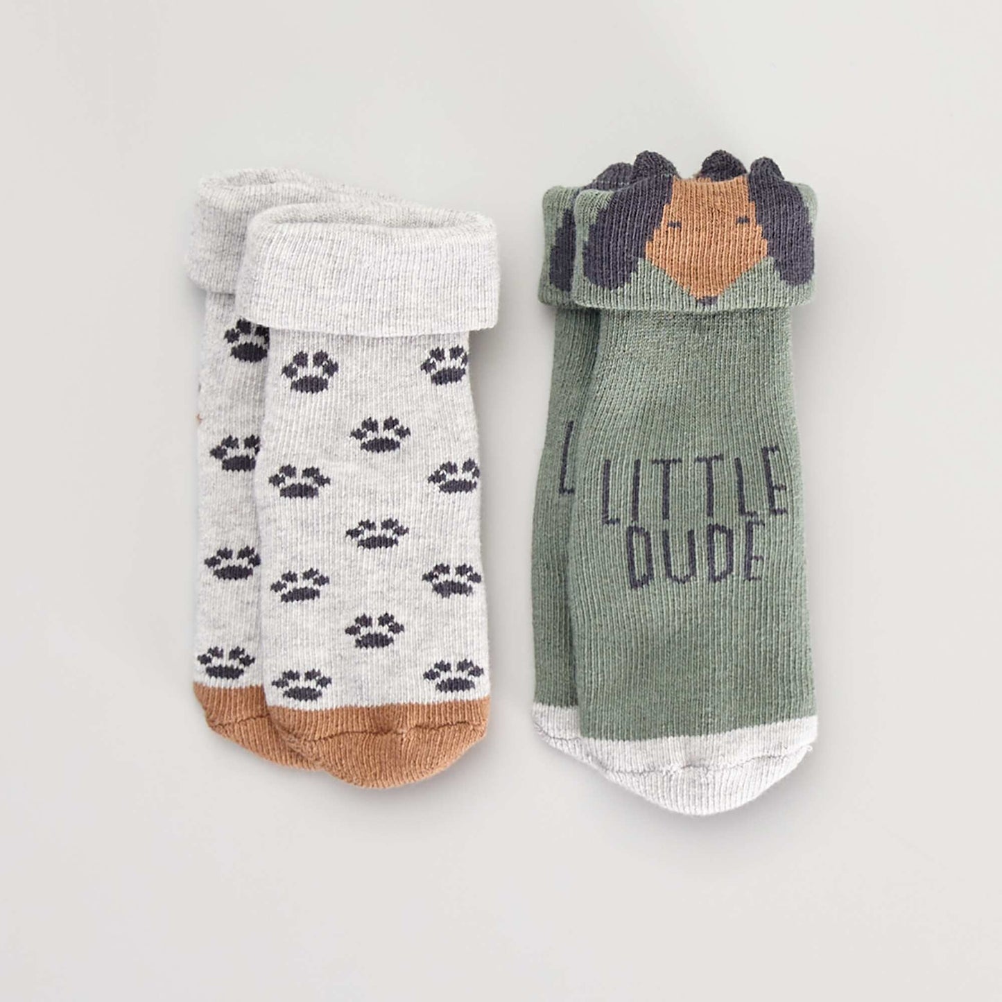 Lot de 2 paires de chaussettes Gris/vert