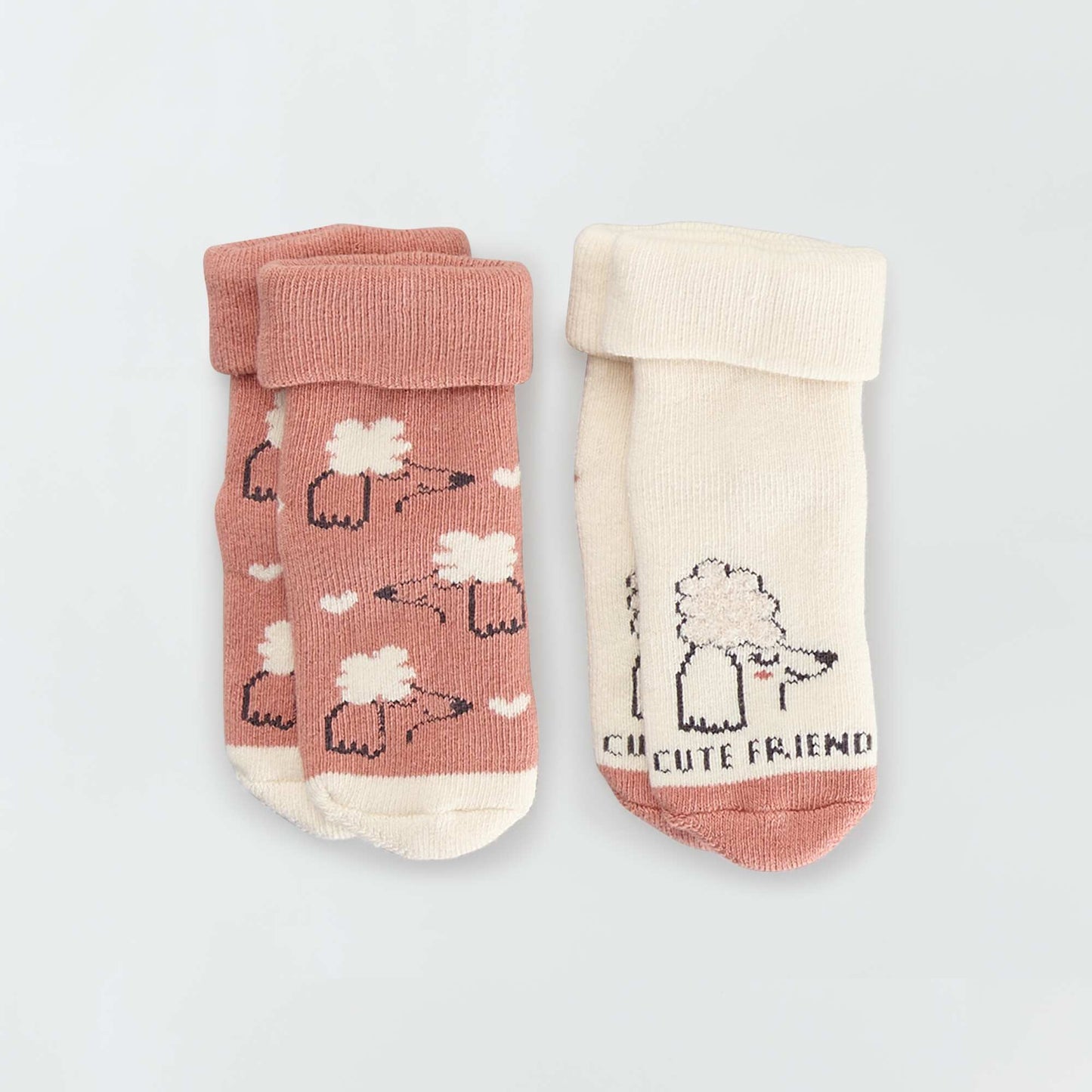 Lot de 2 paires de chaussettes Rose/blanc