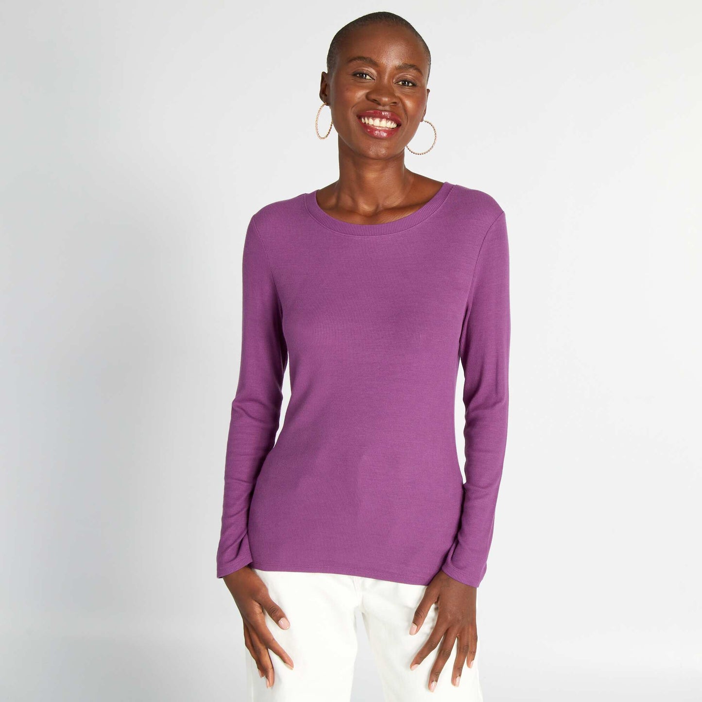 T-shirt en maille c tel e stretch Violet