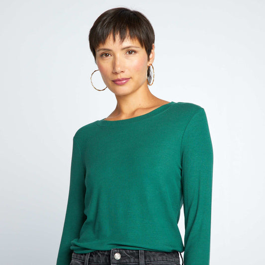 T-shirt en maille c tel e stretch Vert