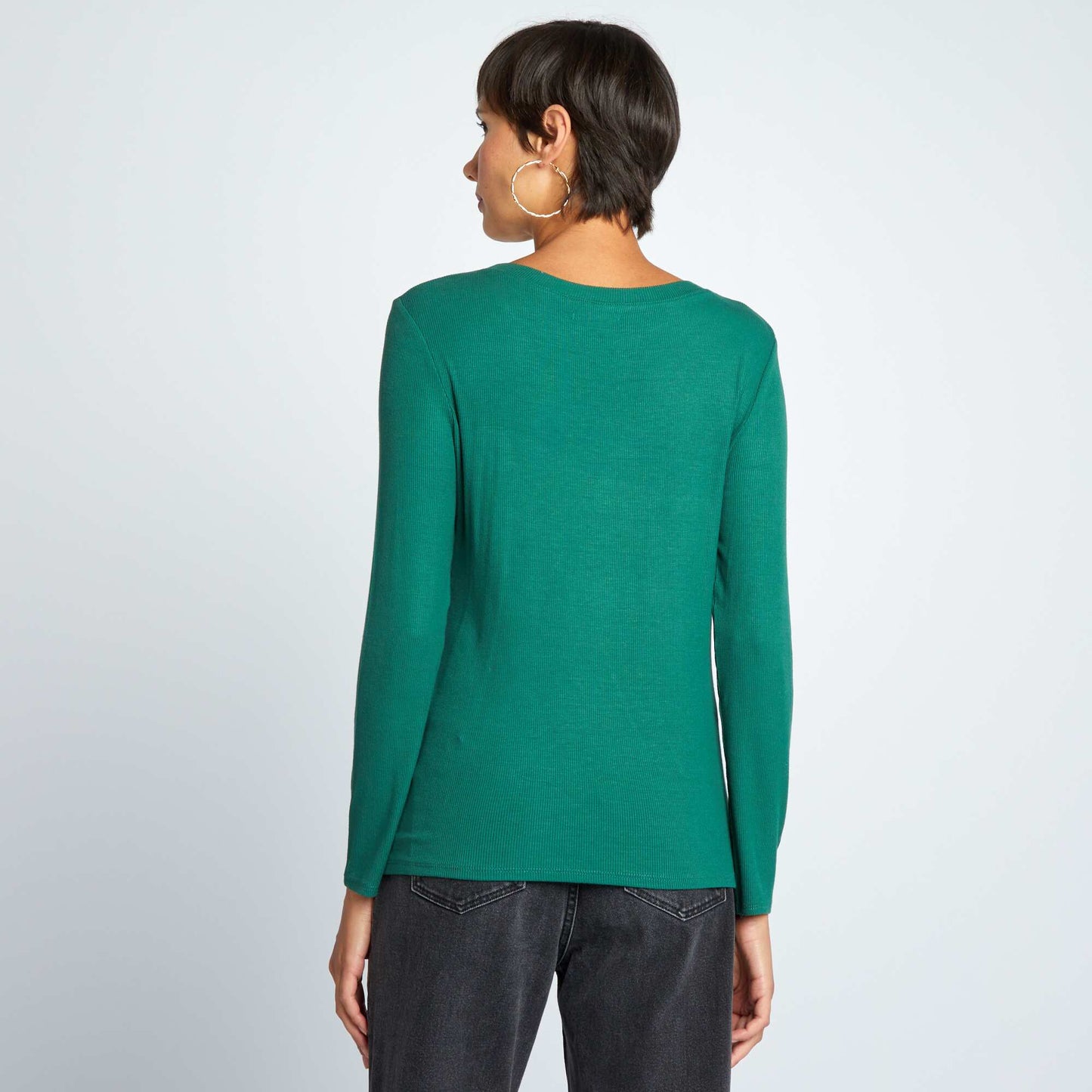 T-shirt en maille c tel e stretch Vert