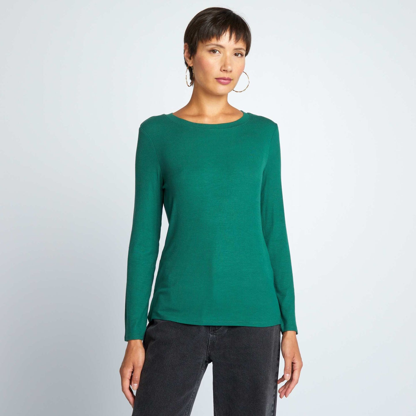 T-shirt en maille c tel e stretch Vert