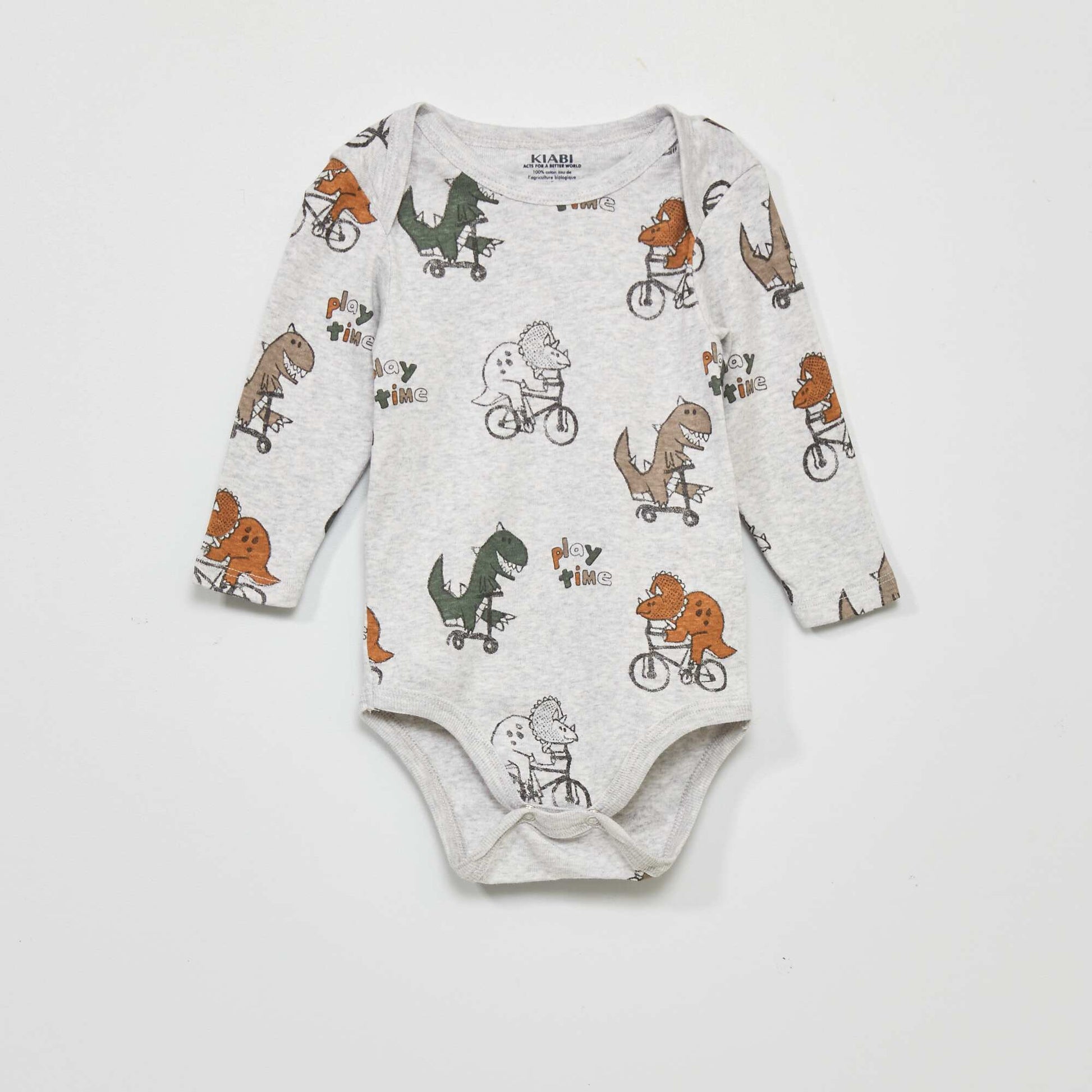 Lot de 3 bodies manches longues Camel/gris