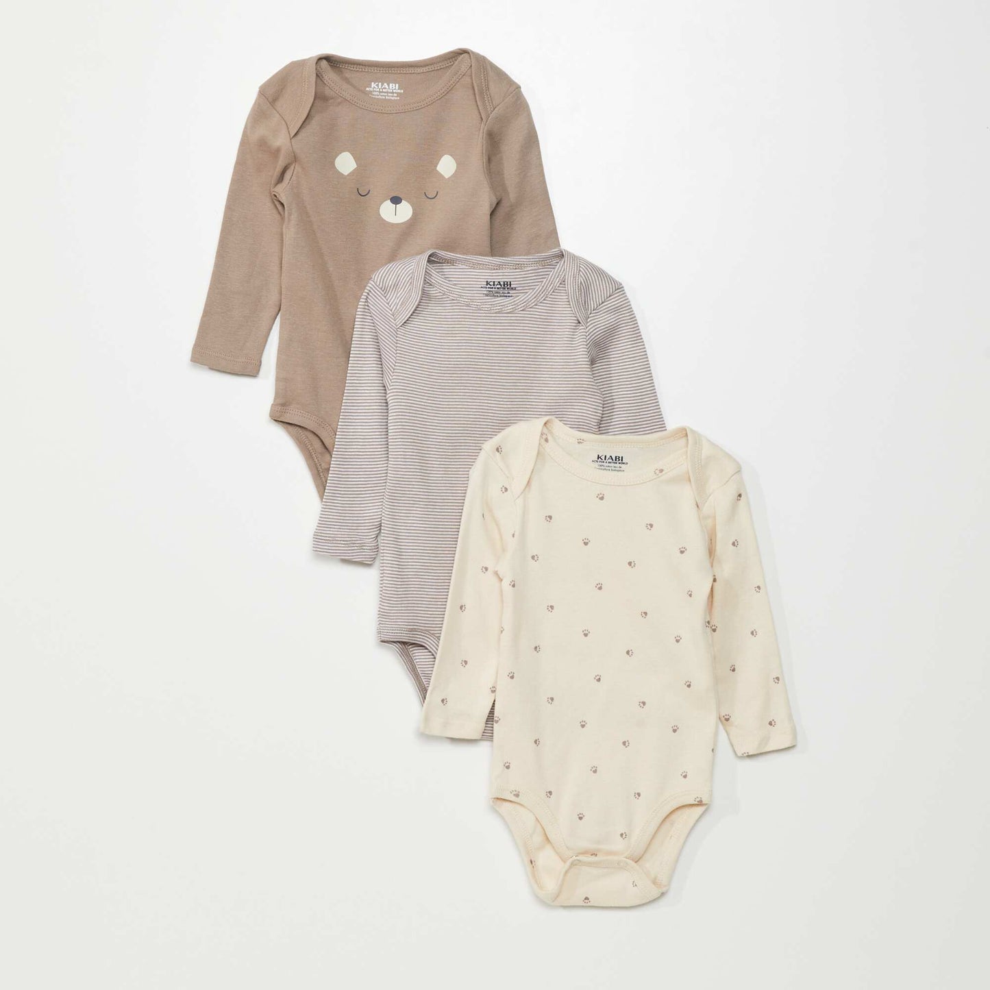 Lot de 3 bodies Marron/beige/cr me