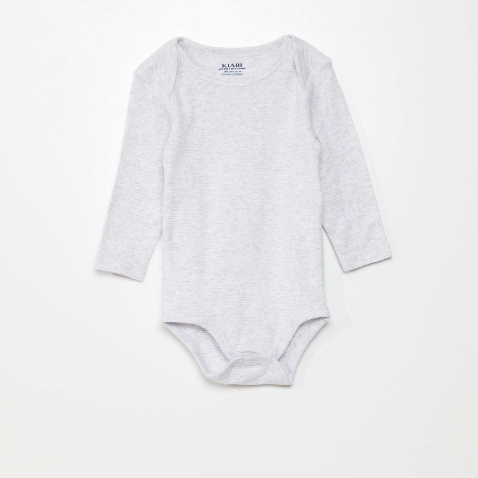 Lot de 3 bodies manches longues Blanc/gris
