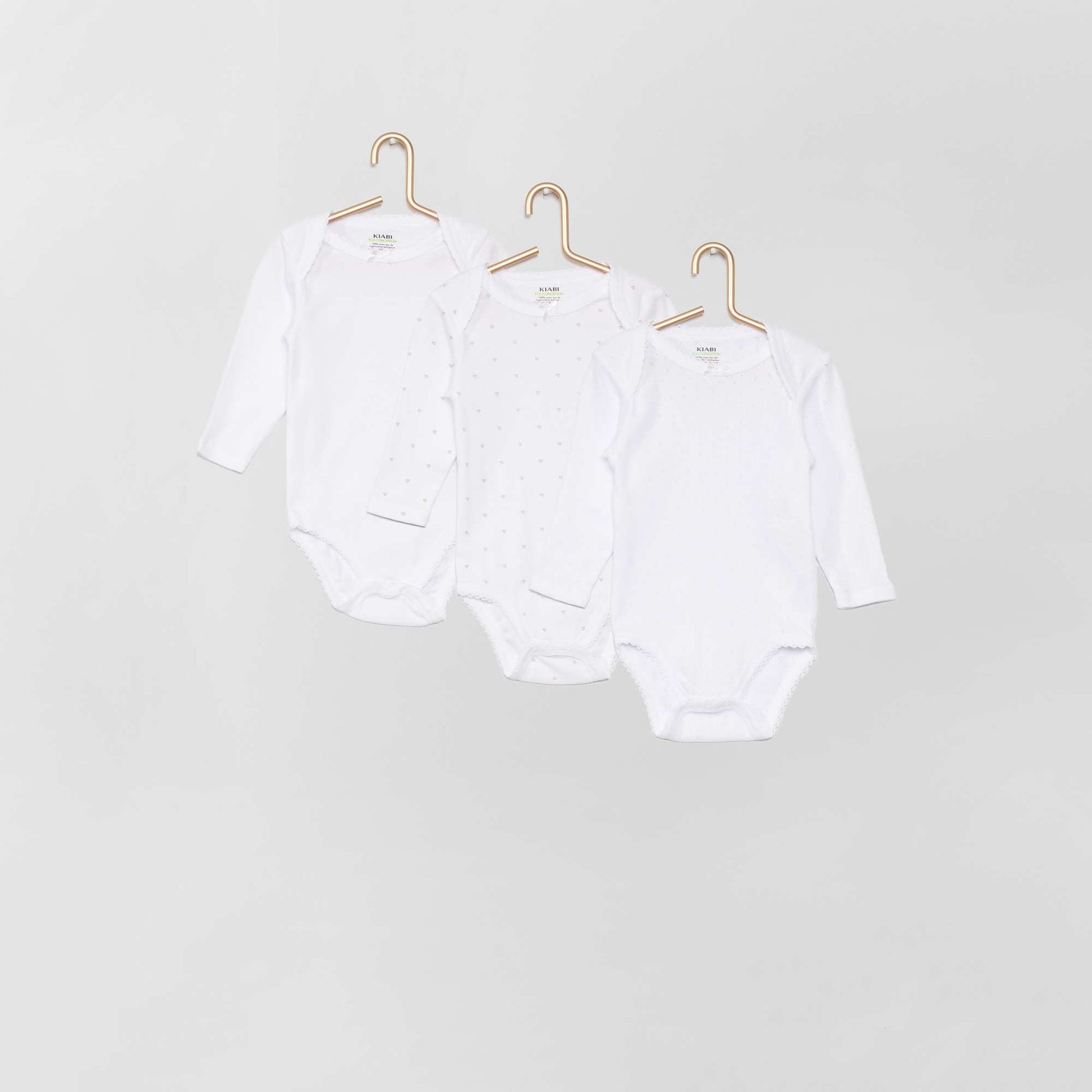 Lot de 3 bodies manches longues blanc