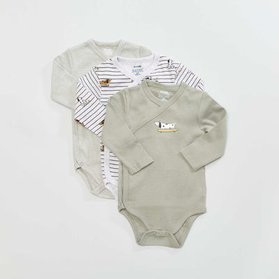 Lot de 3 bodies crois s Vert/Gris