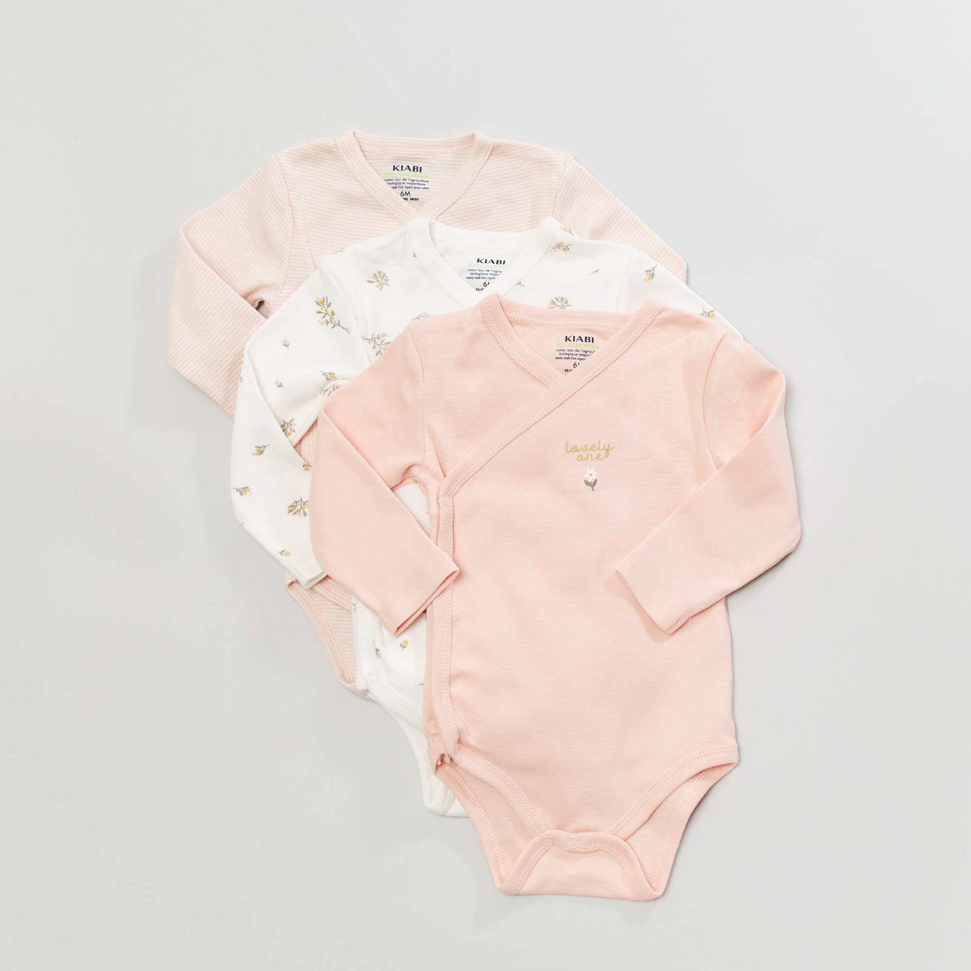 Lot de 3 bodies crois s Rose clair
