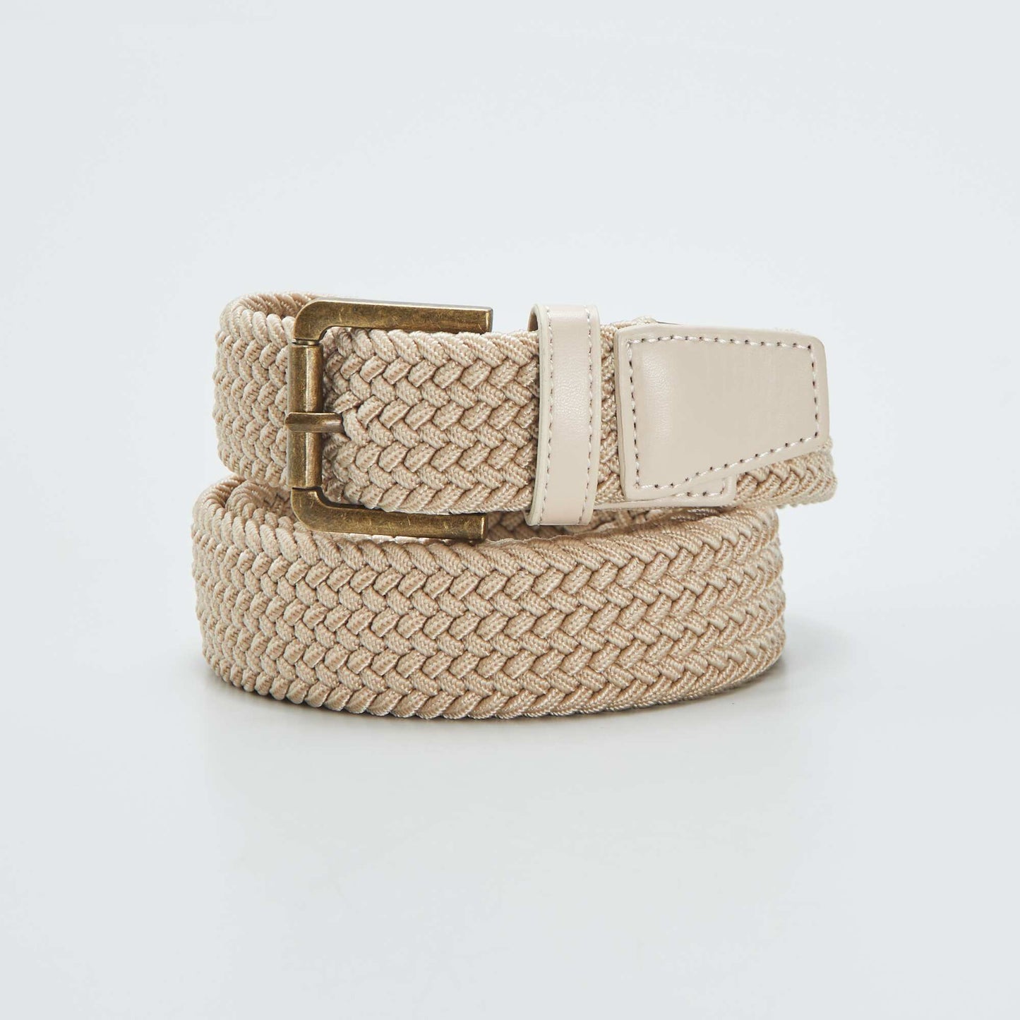 Ceinture tressée élastique beige