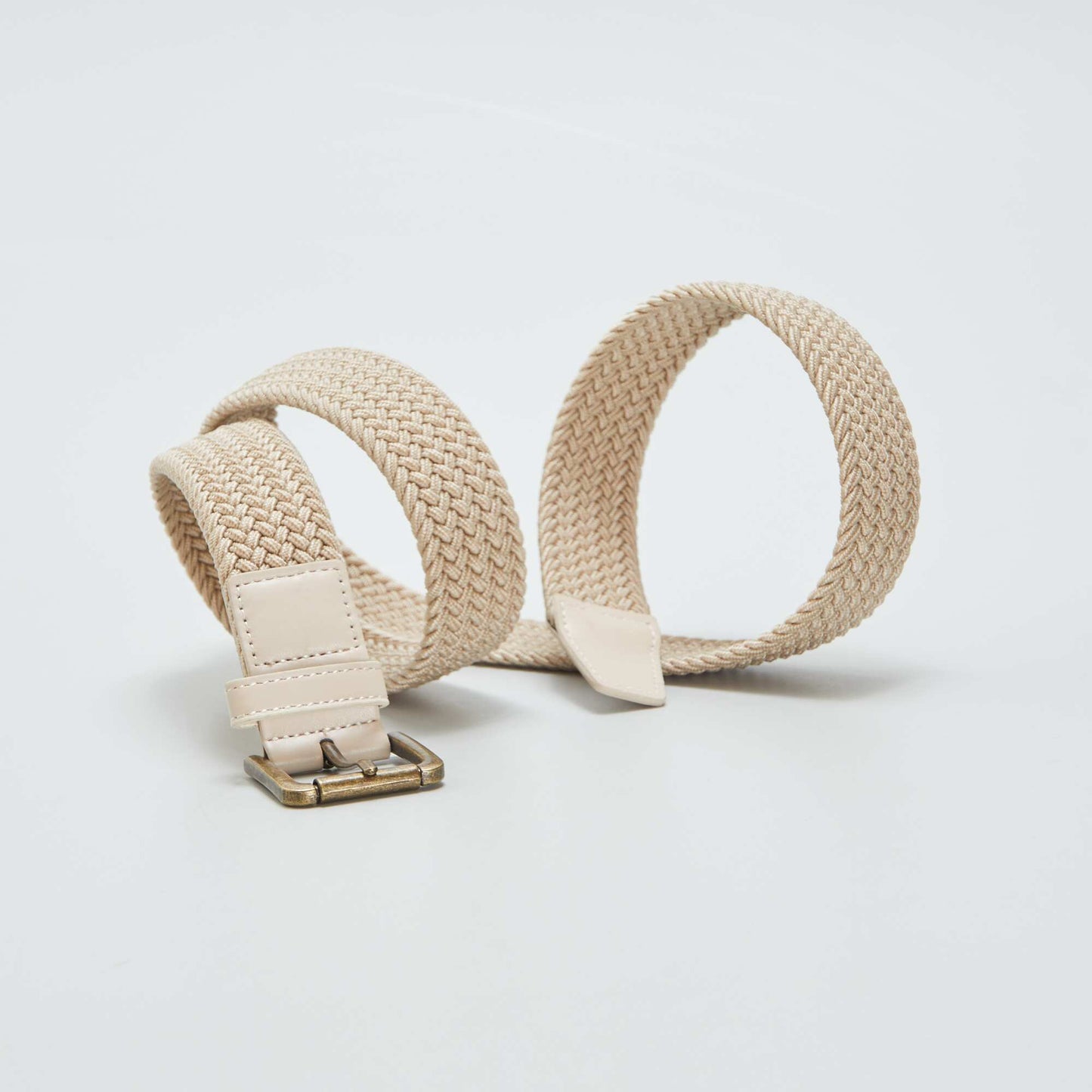 Ceinture tressée élastique beige