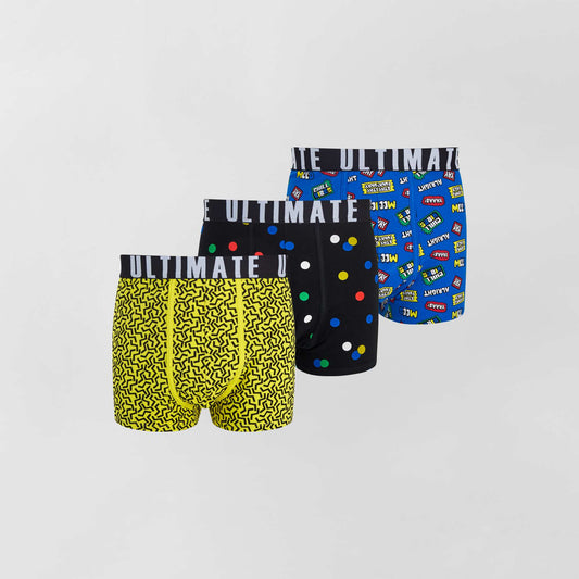 Lot de 3 boxers fantaisie bleu/jaune